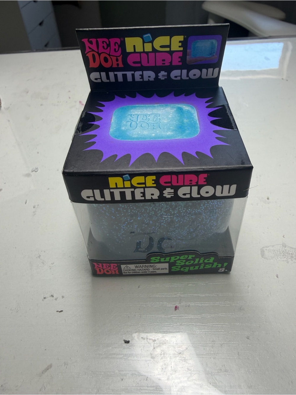 Nice Cube Glitter & Glow Blue Kids Squish Toy